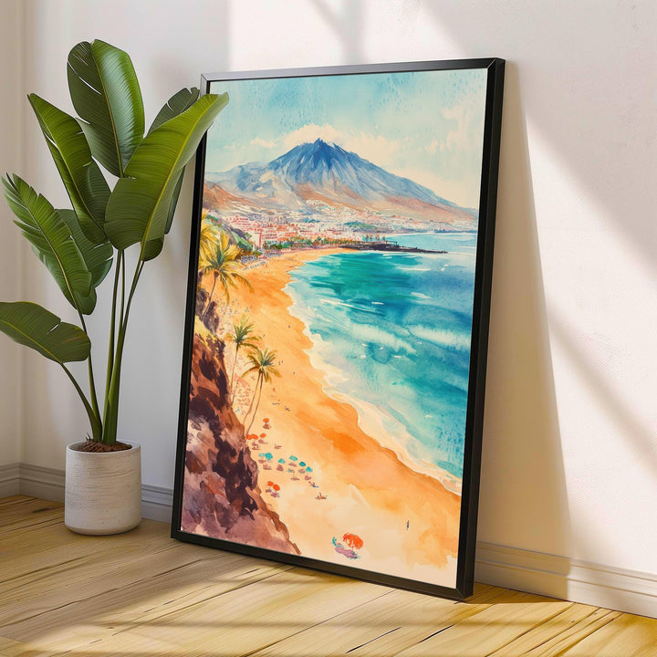 Tenerife Watercolor Painting Canary Islands Art Tenerife Print Scenic Spanish Island Decor