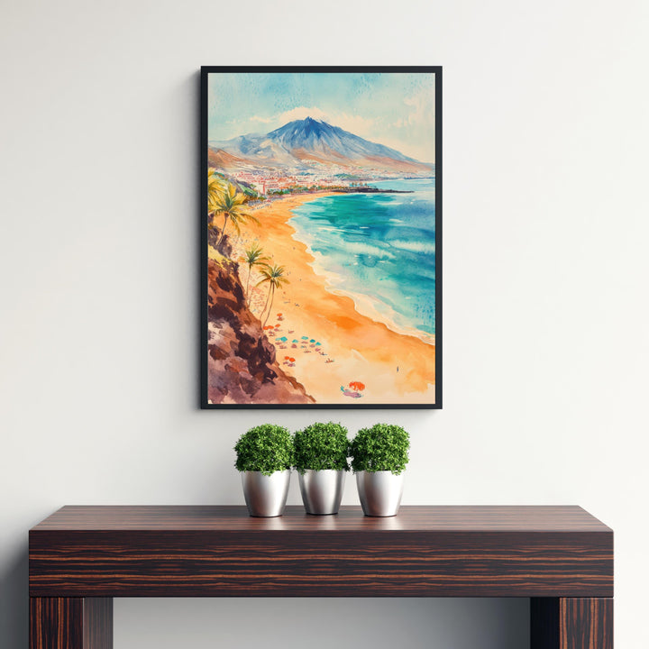 Tenerife Watercolor Painting Canary Islands Art Tenerife Print Scenic Spanish Island Decor