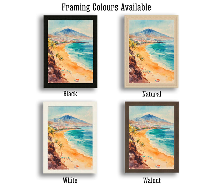 Tenerife Watercolor Painting Canary Islands Art Tenerife Print Scenic Spanish Island Decor