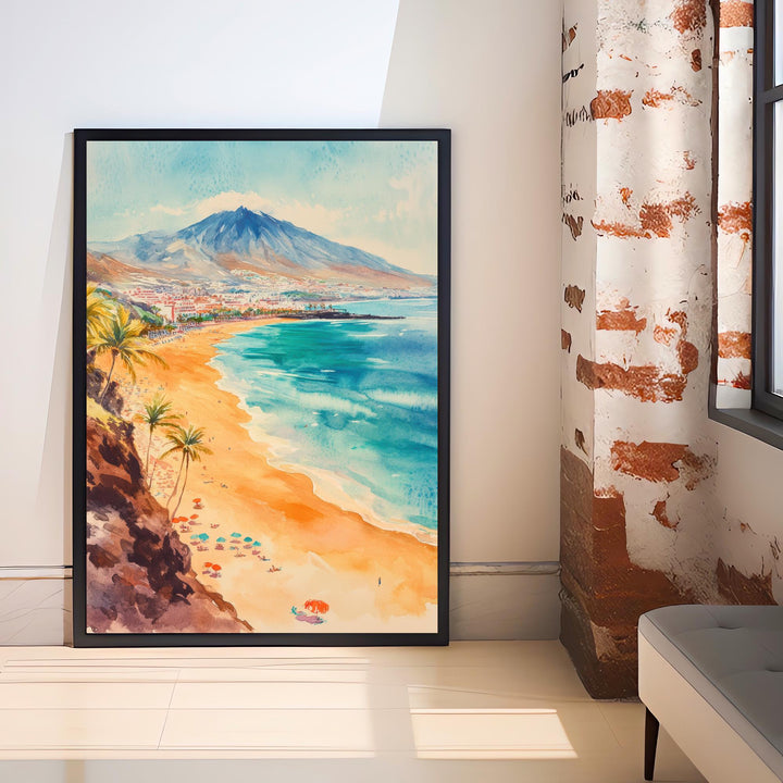 Tenerife Watercolor Painting Canary Islands Art Tenerife Print Scenic Spanish Island Decor