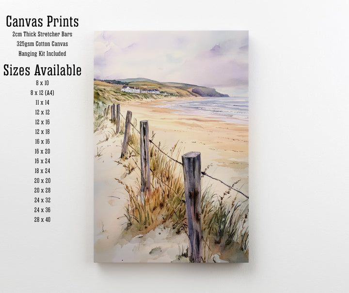 Croyde Bay Watercolor Painting North Devon Beach Art Croyde Bay Print Scenic Seaside Decor