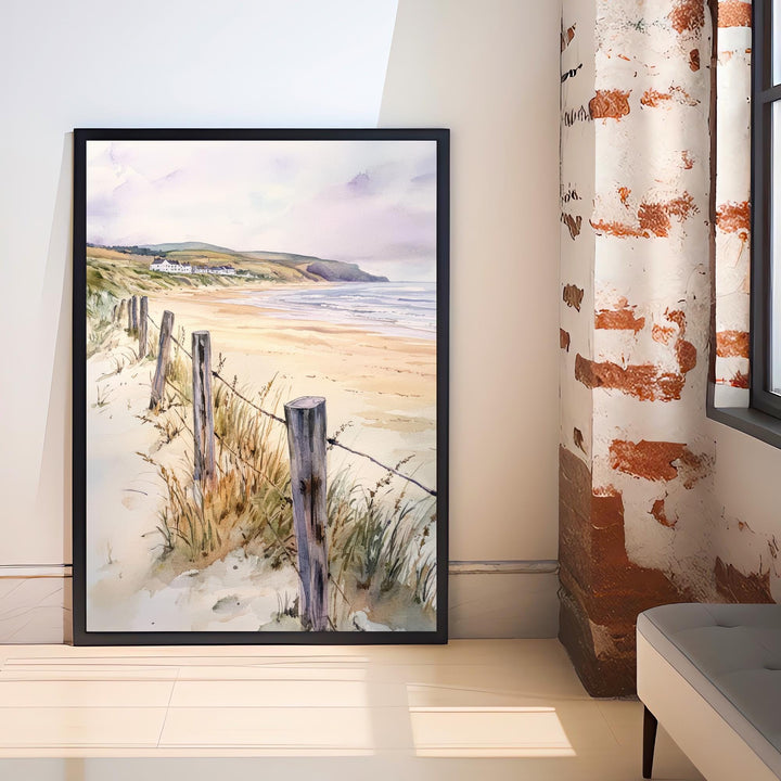 Croyde Bay Watercolor Painting North Devon Beach Art Croyde Bay Print Scenic Seaside Decor