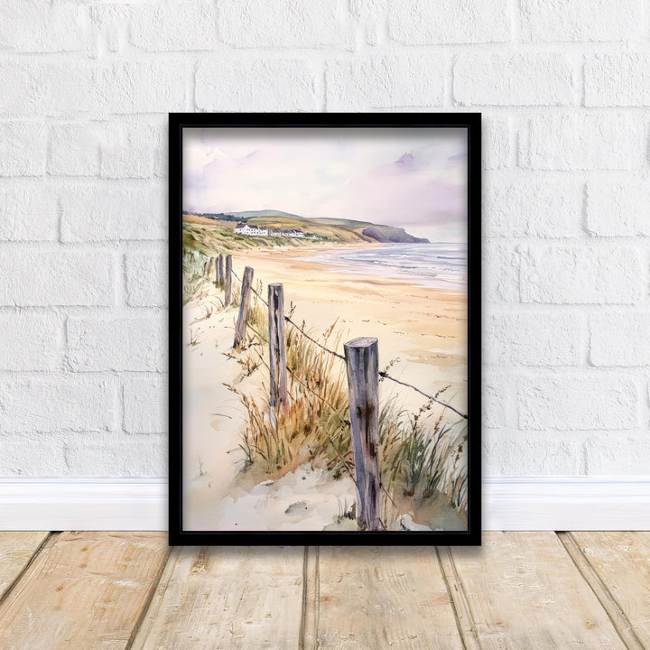 Croyde Bay Watercolor Painting North Devon Beach Art Croyde Bay Print Scenic Seaside Decor