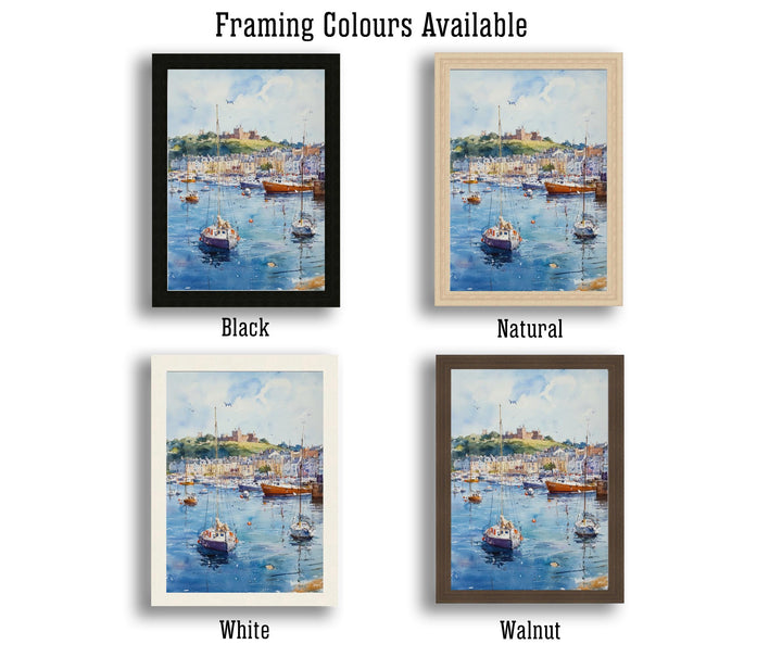 Falmouth Watercolor Painting Cornwall Coastal Art Falmouth Print Scenic Seaside Village Decor