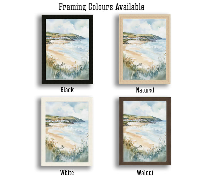 Woolacombe Watercolor Painting North Devon Beach Art Woolacombe Print Scenic Seaside Decor