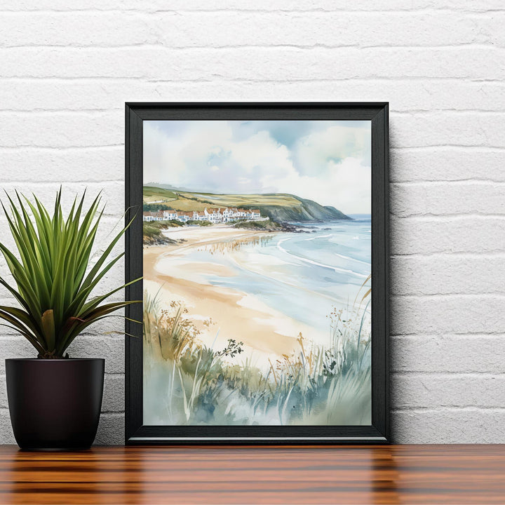 Woolacombe Watercolor Painting North Devon Beach Art Woolacombe Print Scenic Seaside Decor