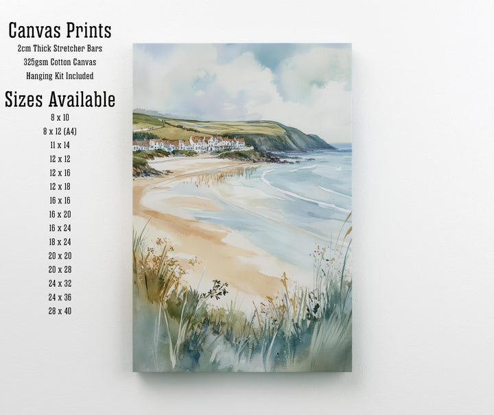 Woolacombe Watercolor Painting North Devon Beach Art Woolacombe Print Scenic Seaside Decor