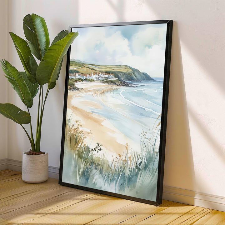 Woolacombe Watercolor Painting North Devon Beach Art Woolacombe Print Scenic Seaside Decor