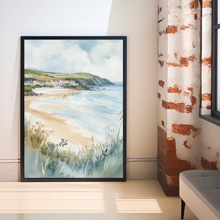 Woolacombe Watercolor Painting North Devon Beach Art Woolacombe Print Scenic Seaside Decor