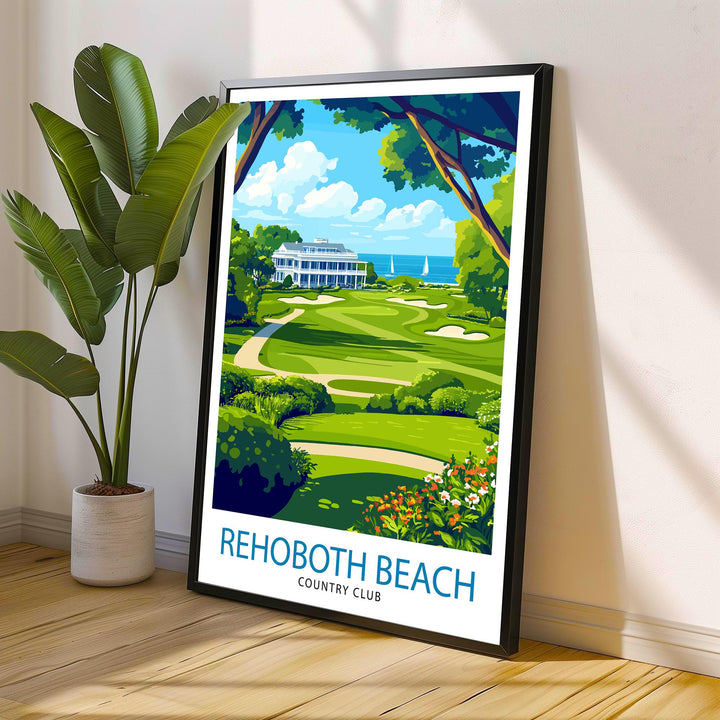 Rehoboth Beach Country Club Travel Poster Delaware Golf Art Rehoboth Beach Print Scenic Beach Club Decor