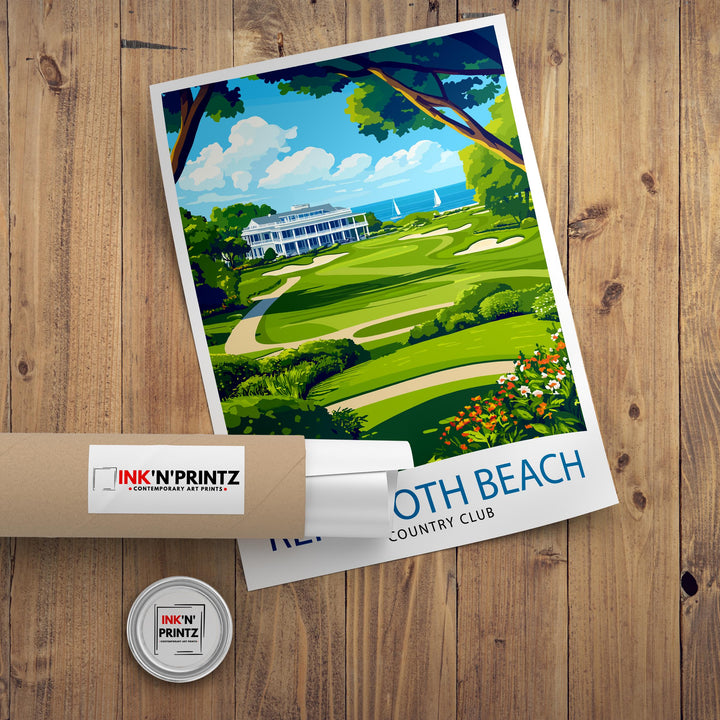 Rehoboth Beach Country Club Travel Poster Delaware Golf Art Rehoboth Beach Print Scenic Beach Club Decor