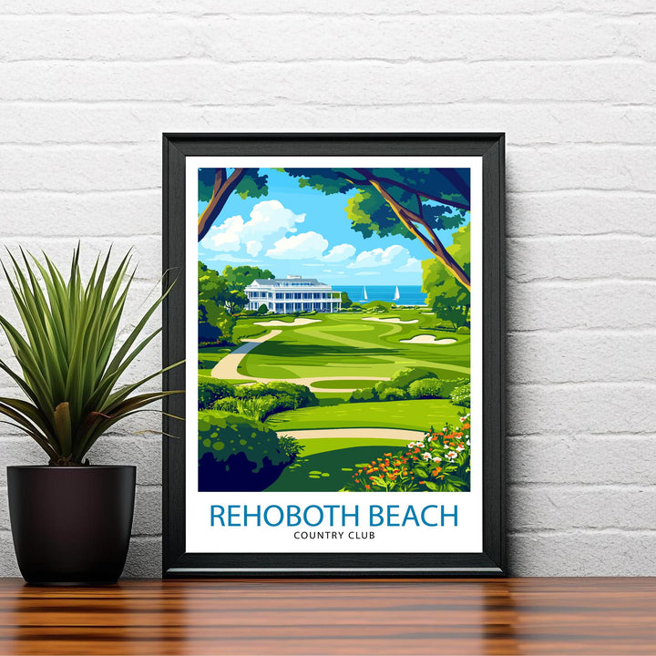 Rehoboth Beach Country Club Travel Poster Delaware Golf Art Rehoboth Beach Print Scenic Beach Club Decor