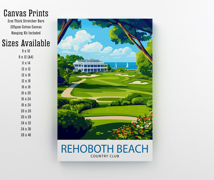 Rehoboth Beach Country Club Travel Poster Delaware Golf Art Rehoboth Beach Print Scenic Beach Club Decor