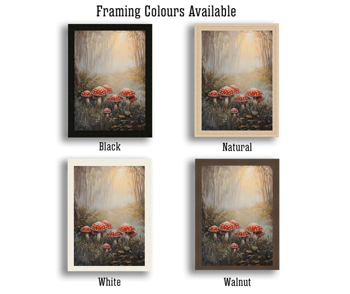 Toadstools in Misty Field Art Print Cottagecore Decor Whimsical Woodland Wall Art Vintage Nature Poster for Cozy Homes and Forest Inspired