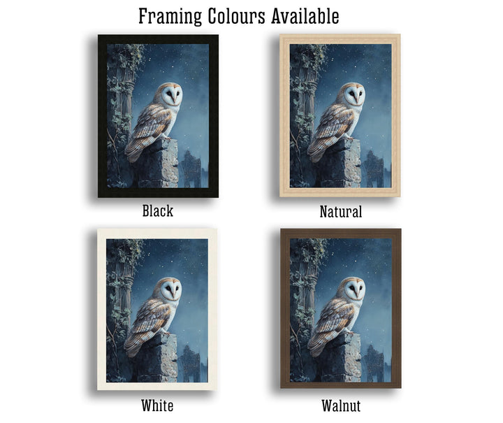 Barn Owl in Ivy Ruins Art Print Cottagecore Woodland Bird Decor Gothic Nature Wall Art