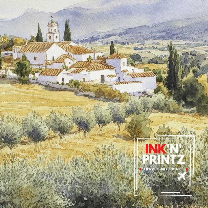 Andalucia Travel Poster Spain Landscape Art Andalucia Print Scenic Spanish Country Decor Iconic Alhambra Art