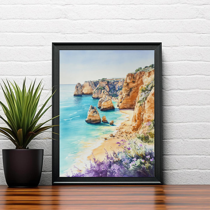 Algarve Spain Travel Poster Coastal Art Algarve Print Scenic Spanish Beach Decor Algarve Coastline Art