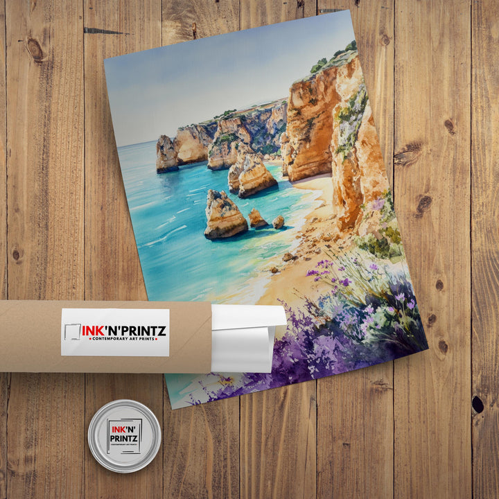 Algarve Spain Travel Poster Coastal Art Algarve Print Scenic Spanish Beach Decor Algarve Coastline Art