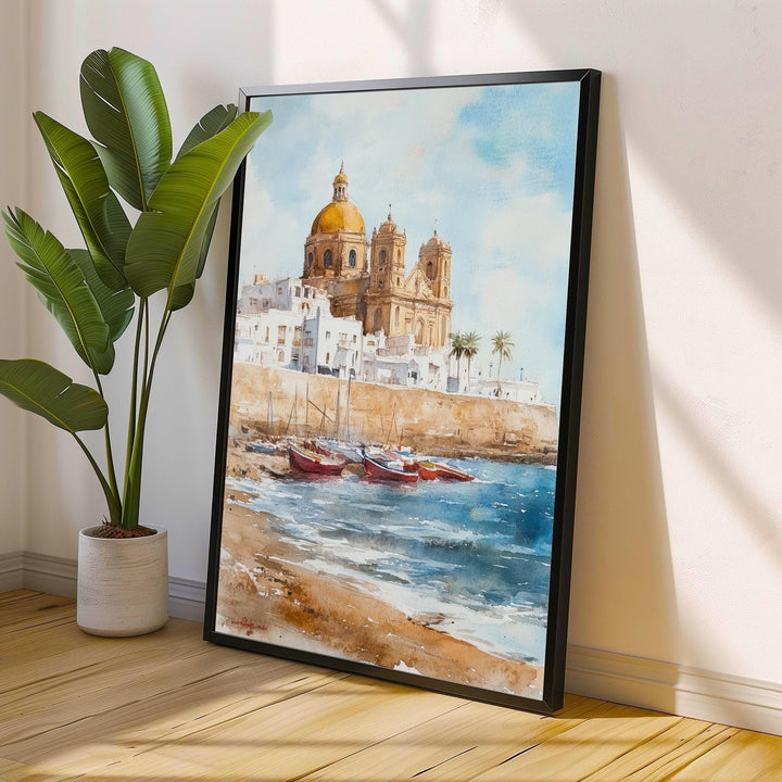 Cadiz Spain Watercolor Painting Spanish City Art Cadiz Print Scenic Andalusia Decor