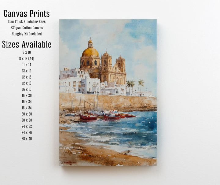 Cadiz Spain Watercolor Painting Spanish City Art Cadiz Print Scenic Andalusia Decor