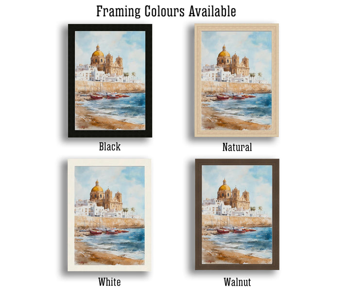 Cadiz Spain Watercolor Painting Spanish City Art Cadiz Print Scenic Andalusia Decor