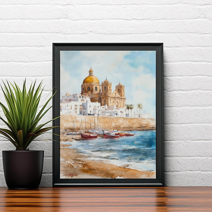 Cadiz Spain Watercolor Painting Spanish City Art Cadiz Print Scenic Andalusia Decor