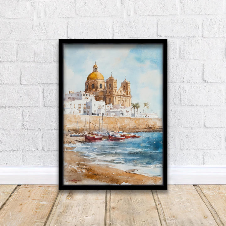 Cadiz Spain Watercolor Painting Spanish City Art Cadiz Print Scenic Andalusia Decor