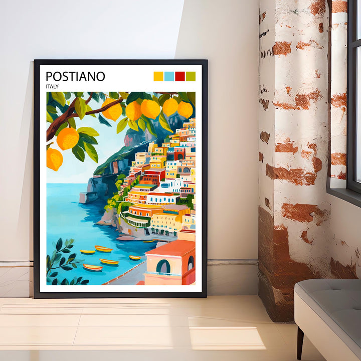 Positano Italy Travel Poster Amalfi Coast Art Positano Print Scenic Mediterranean Decor
