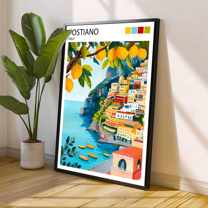 Positano Italy Travel Poster Amalfi Coast Art Positano Print Scenic Mediterranean Decor