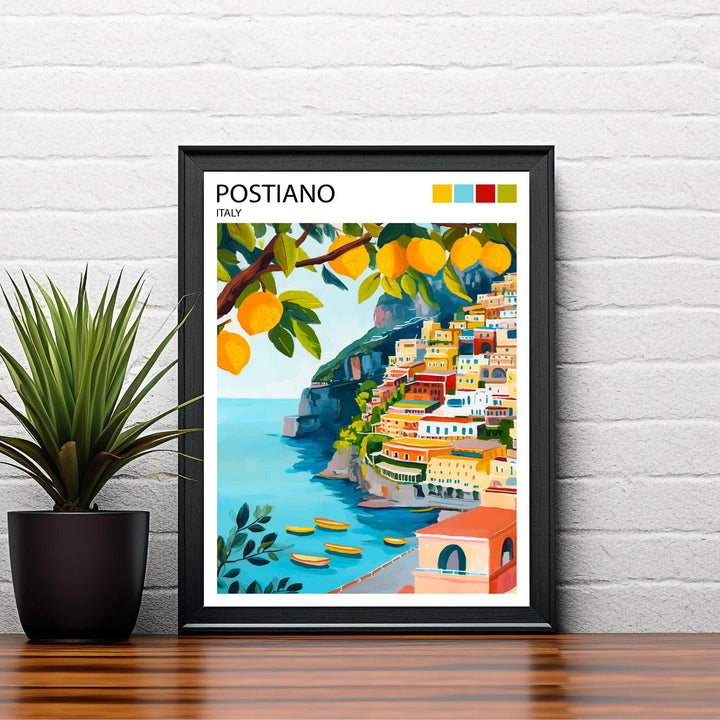 Positano Italy Travel Poster Amalfi Coast Art Positano Print Scenic Mediterranean Decor
