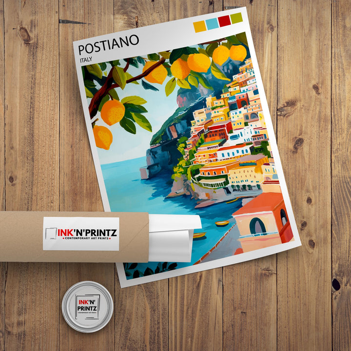 Positano Italy Travel Poster Amalfi Coast Art Positano Print Scenic Mediterranean Decor