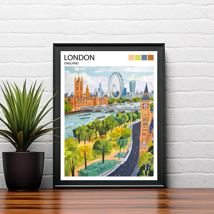 London Travel Poster UK City Art London Print Scenic London Landmark Decor
