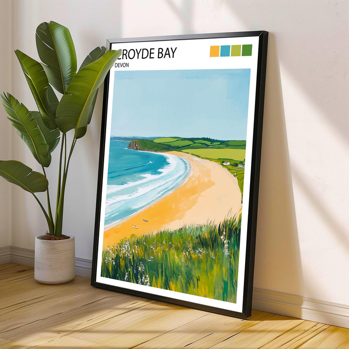 Croyde Bay Travel Poster North Devon Beach Art Croyde Bay Print Scenic Seaside Decor