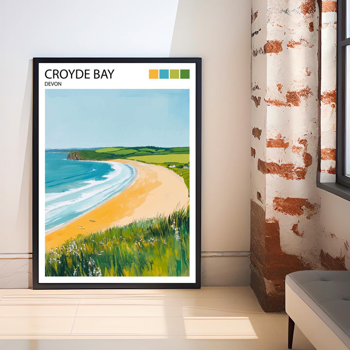 Croyde Bay Travel Poster North Devon Beach Art Croyde Bay Print Scenic Seaside Decor