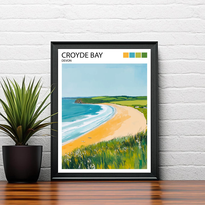 Croyde Bay Travel Poster North Devon Beach Art Croyde Bay Print Scenic Seaside Decor