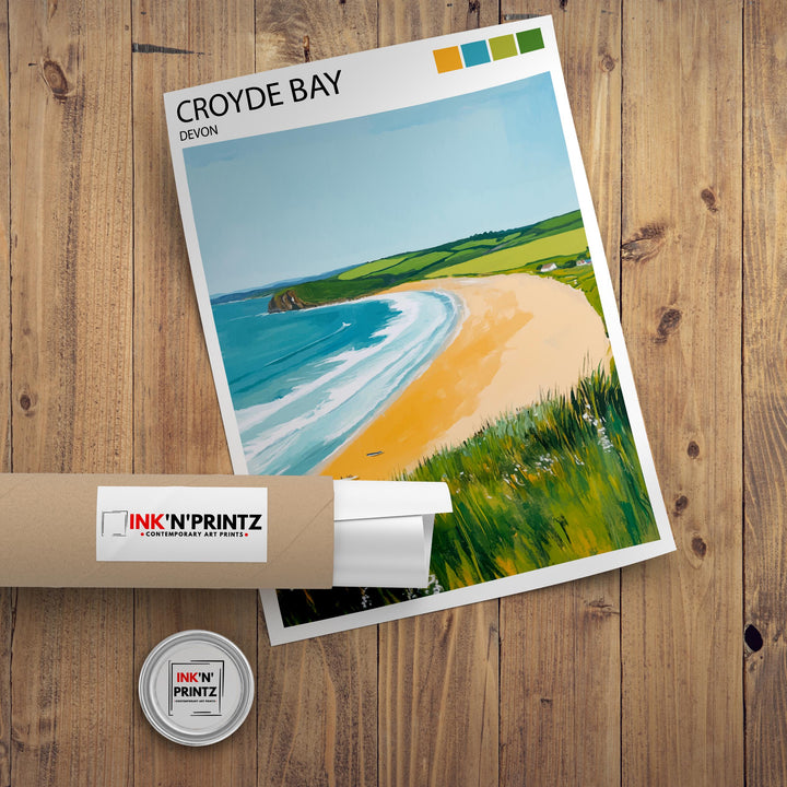 Croyde Bay Travel Poster North Devon Beach Art Croyde Bay Print Scenic Seaside Decor