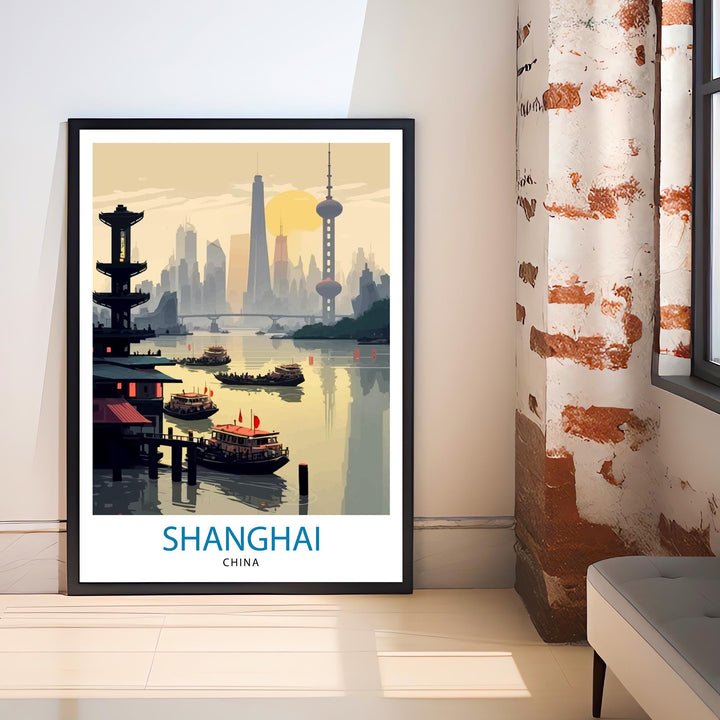 Shanghai China Travel Poster Shanghai Wall Art China Travel Poster Shanghai Illustration Travel Print Gift for Shanghai China Home Decor