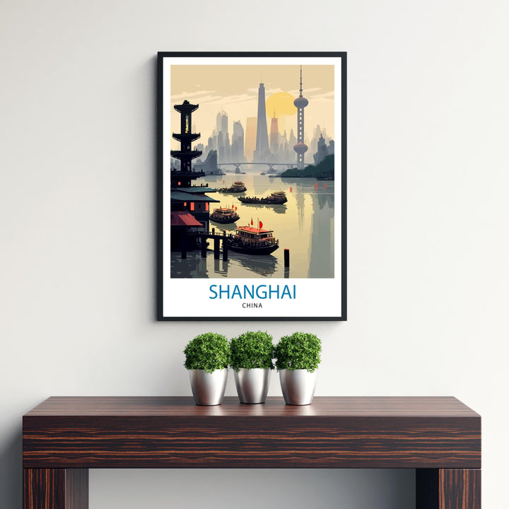 Shanghai China Travel Poster Shanghai Wall Art China Travel Poster Shanghai Illustration Travel Print Gift for Shanghai China Home Decor