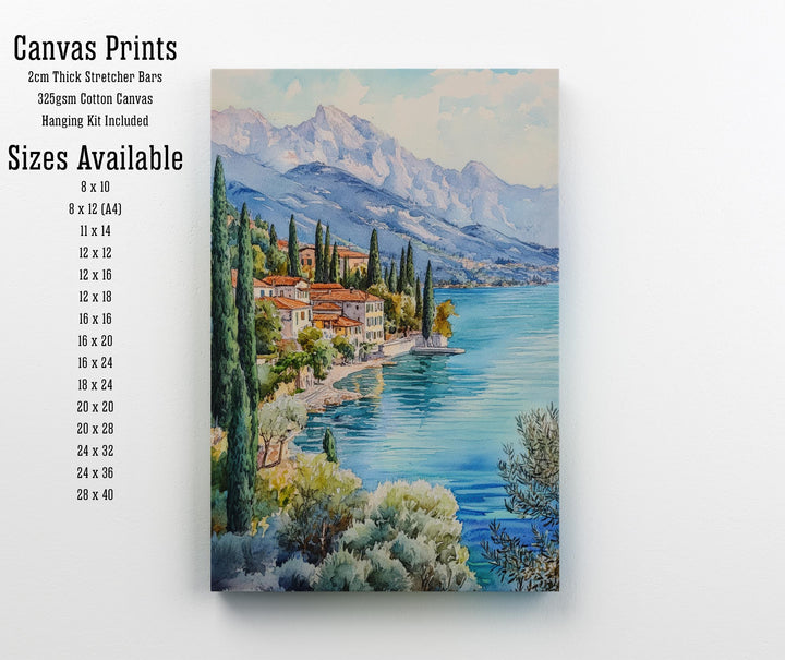 Lake Garda Watercolour Painting Italian Lake Art Lake Garda Print Scenic Italian Landscape Decor