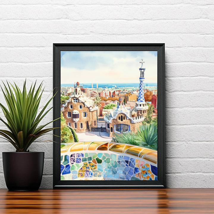 Barcelona Spain Watercolor Painting Barcelona Wall Art Spain Travel Poster Barcelona Print Scenic City Art Gift for Barcelona Home Decor