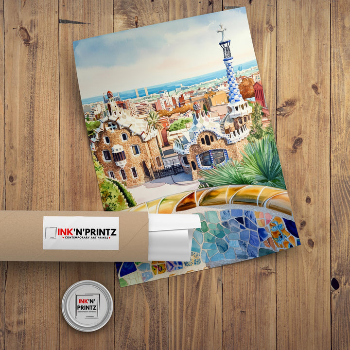 Barcelona Spain Watercolor Painting Barcelona Wall Art Spain Travel Poster Barcelona Print Scenic City Art Gift for Barcelona Home Decor