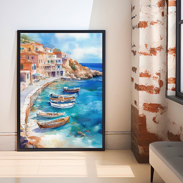 Greece Watercolor Painting Greek Island Art Greece Print Scenic Mediterranean Decor Gift for Greece Lovers Home Decor