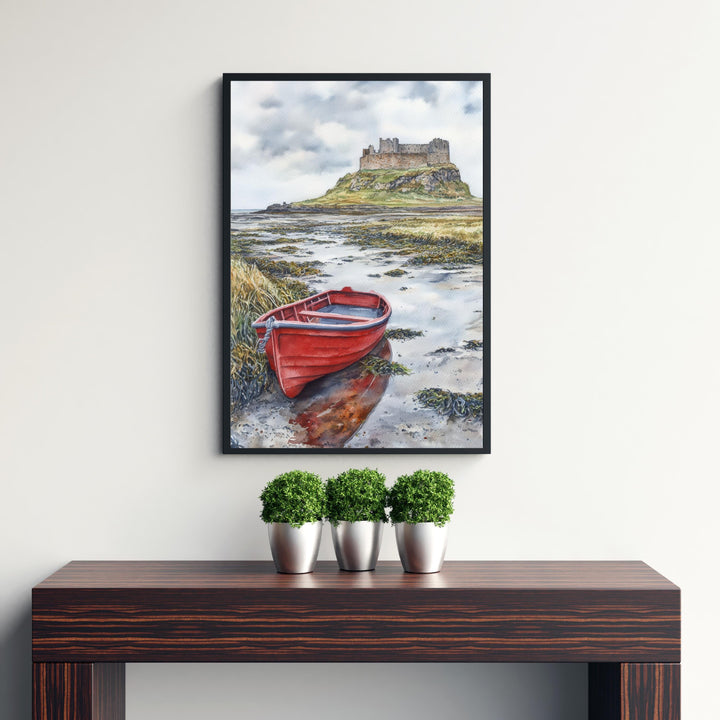 Lindisfarne Castle Watercolor Painting Northumberland Castle Art Lindisfarne Print Scenic Coastal Decor Gift for UK Lovers