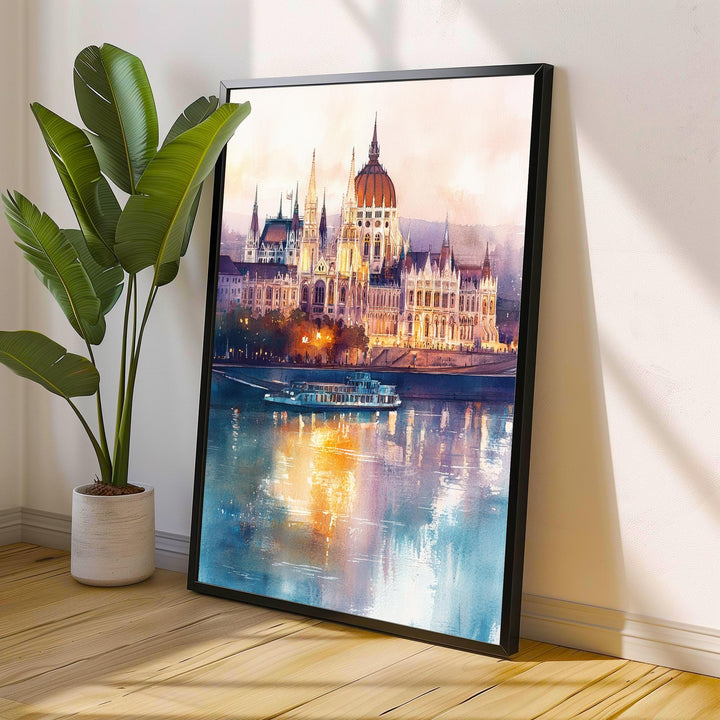 Budapest Watercolor Painting Hungarian City Art Budapest Print Scenic European City Decor