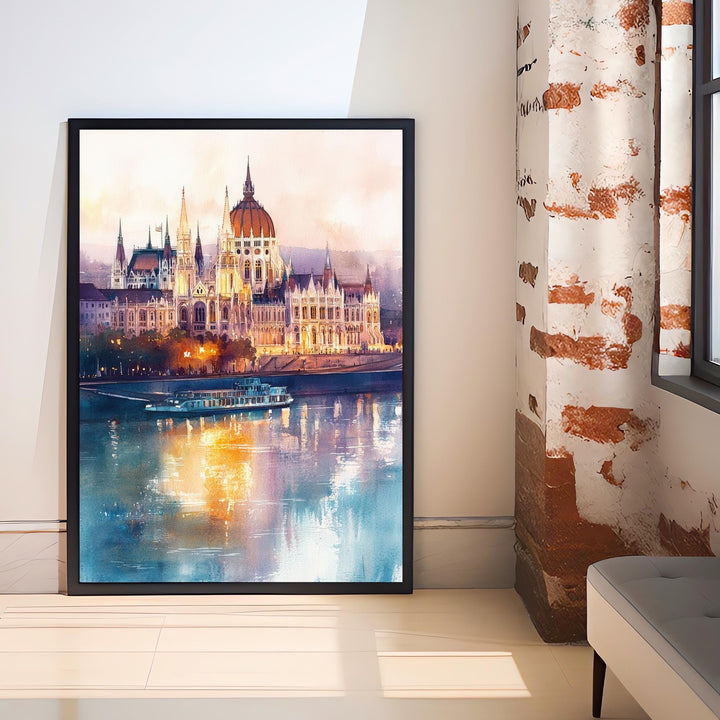 Budapest Watercolor Painting Hungarian City Art Budapest Print Scenic European City Decor