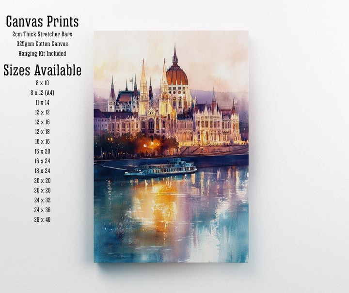 Budapest Watercolor Painting Hungarian City Art Budapest Print Scenic European City Decor
