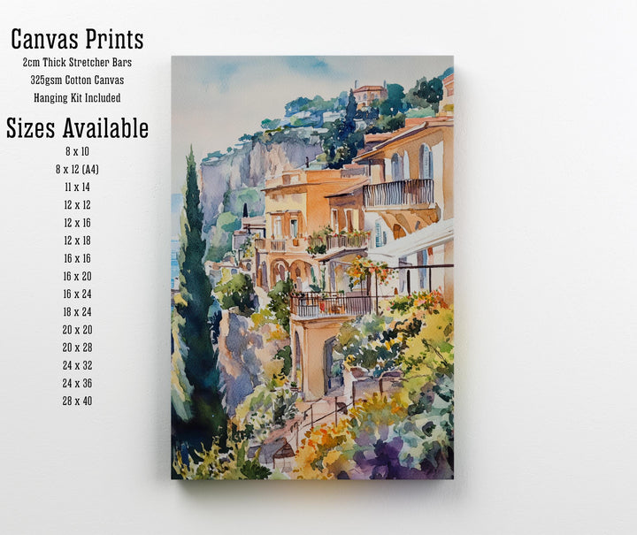 Sorrento Watercolor Painting Italy Coastal Art Sorrento Print Scenic Italy Watercolor Amalfi Coast Decor