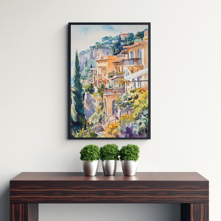 Sorrento Watercolor Painting Italy Coastal Art Sorrento Print Scenic Italy Watercolor Amalfi Coast Decor