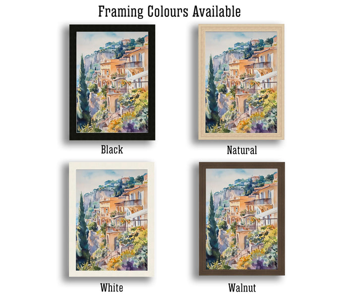 Sorrento Watercolor Painting Italy Coastal Art Sorrento Print Scenic Italy Watercolor Amalfi Coast Decor