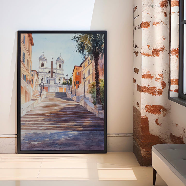 Spanish Steps Watercolor Painting Rome Italy Art Spanish Steps Print Scenic Roman Landmark Decor Gift for Rome Lovers